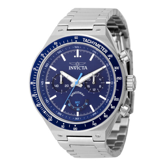 Invicta Speedway Men's Silver Stainless Steel Watch with Blue Dial, 44mm - Picture 1 of 2